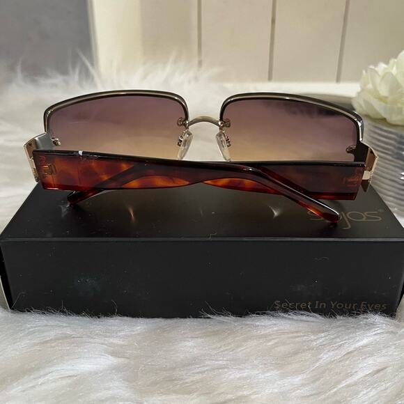 NEW Fantas-Eyes Y2K Rimless Square Oversized Tortoise Gradient Sunglasses NWOT - Picture 10 of 16